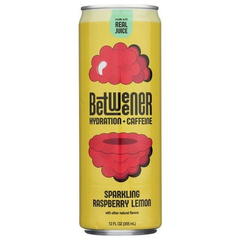 Betweener Sparkling Raspberry Lemon Hydration Plus Caffeine Beverage, 12 Fluid Ounce -- 12 per case
