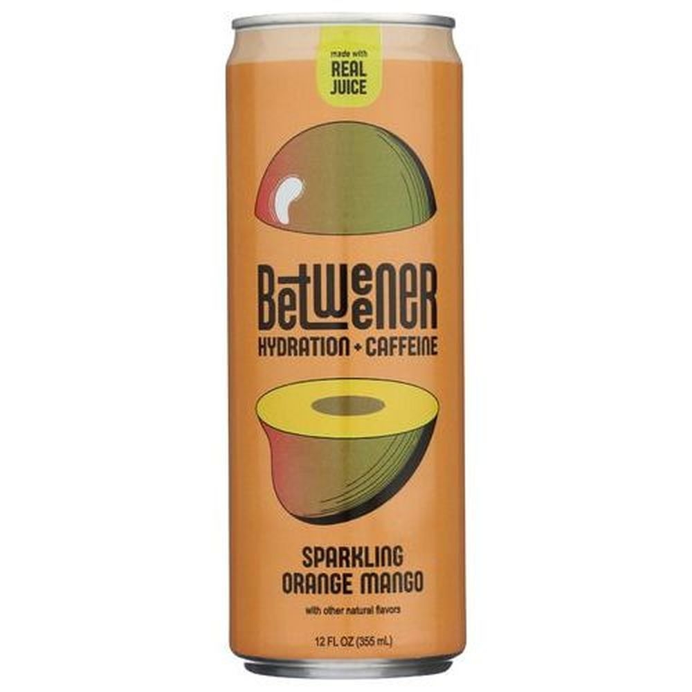 Betweener Sparkling Orange Mango Hydration Plus Caffeine Beverage, 12 Fluid Ounce -- 12 per case