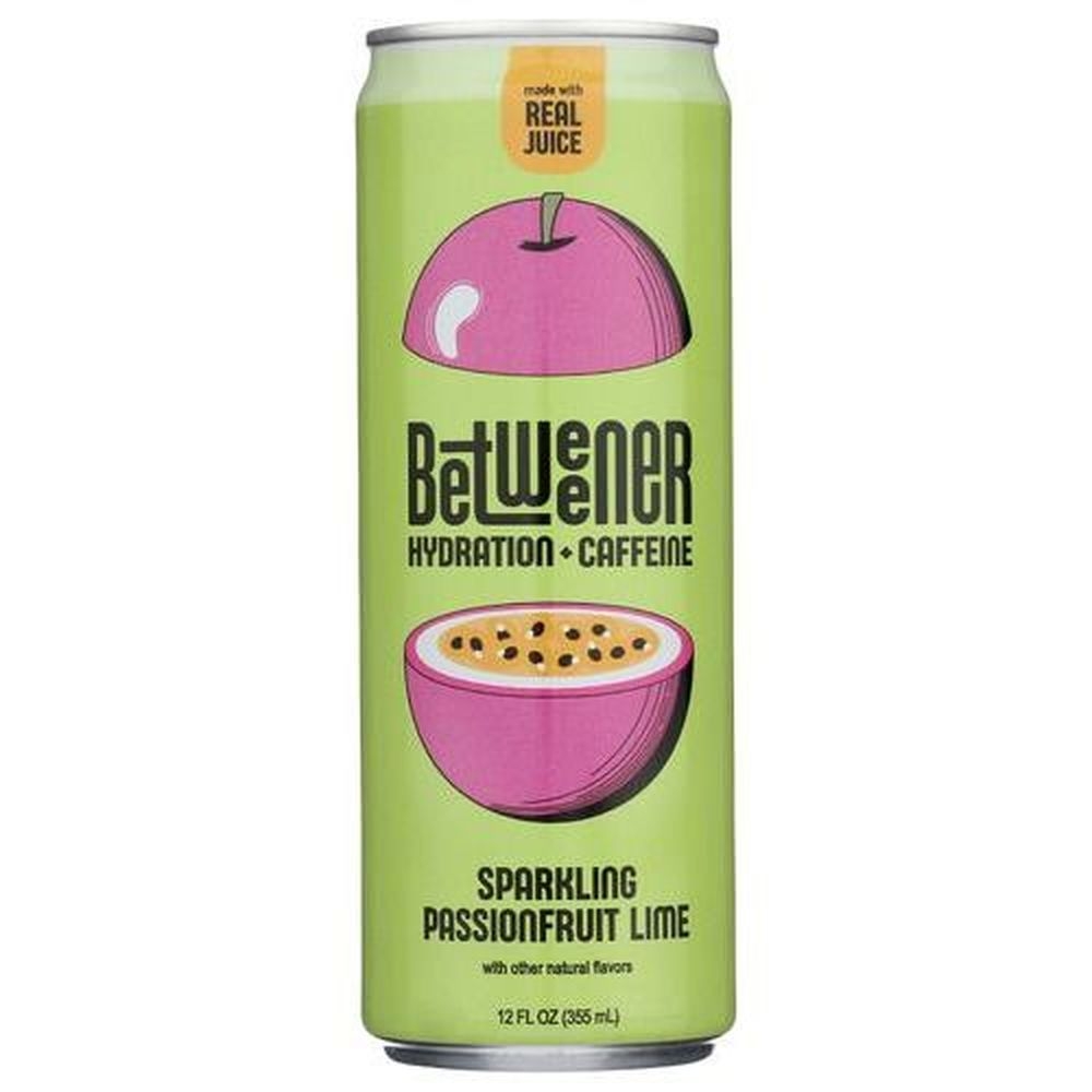 Betweener Sparkling Passionfruit Lime Hydration Plus Caffeine Beverage, 12 Fluid Ounce -- 12 per case