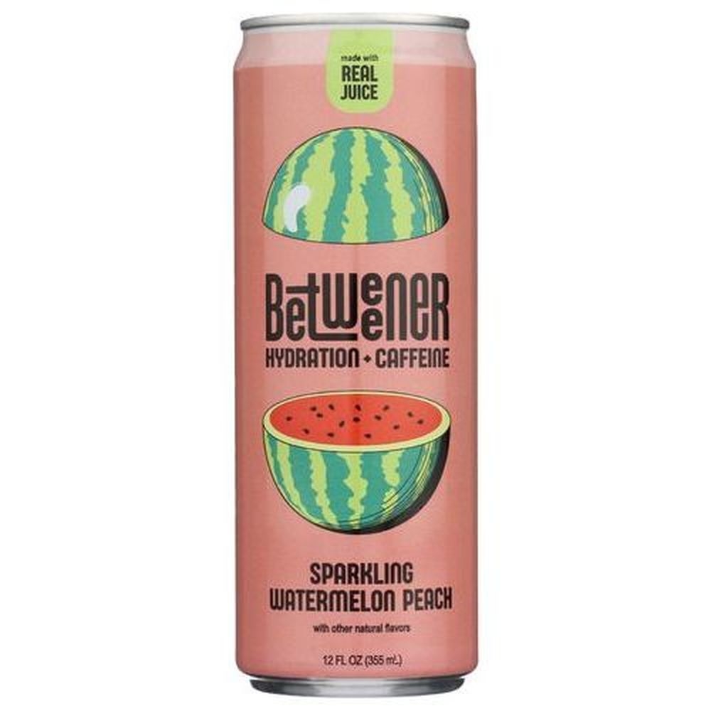 Betweener Sparkling Watermelon Peach Hydration Plus Caffeine Beverage, 12 Fluid Ounce -- 12 per case