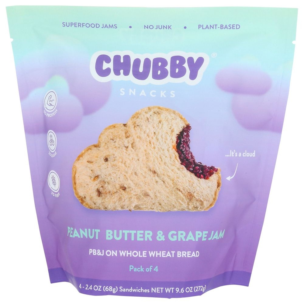 Chubby Peanut Butter and Grape Jam Whole Wheat Bread Sandwich, 9.6 Ounce -- 6 per case