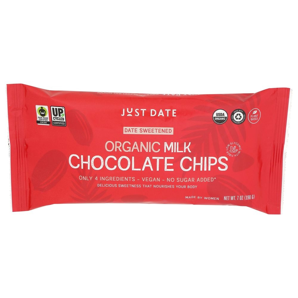Just Date Organic Milk Chocolate Chips, 8 Ounce -- 6 per case