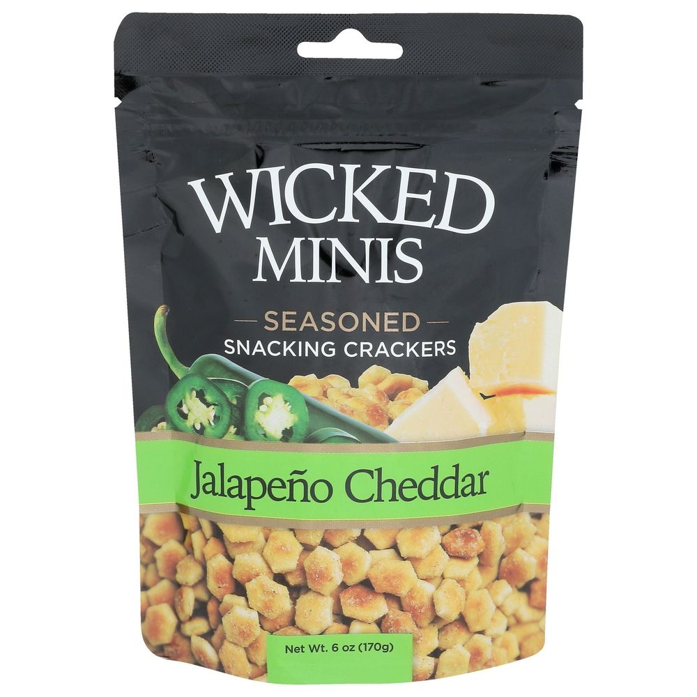 Wicked Minis Jalapeno Cheddar Seasoned Oyster Crackers, 6 Ounce -- 6 per case