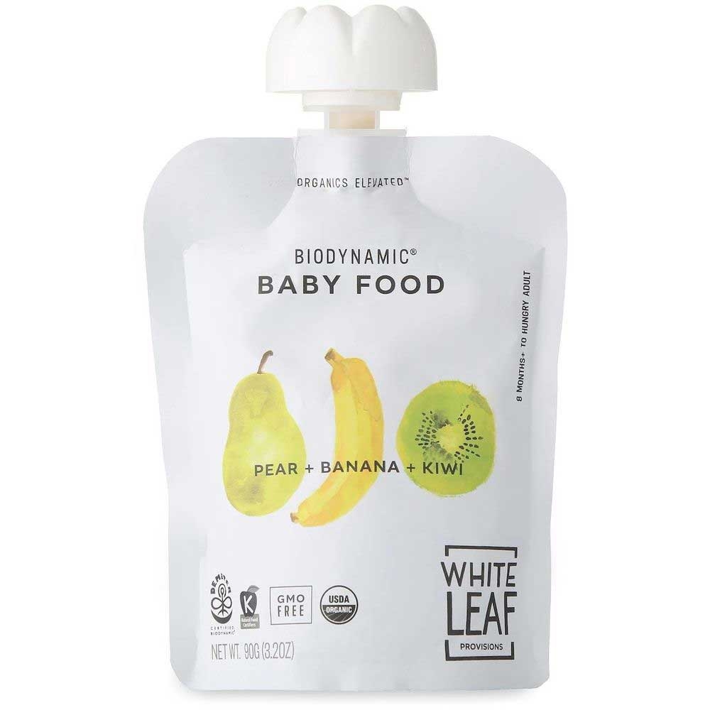 White Leaf Provision Organic Biodynamic Pear Banana Kiwi Banana Baby Food, 3.2 Ounce -- 6 per case