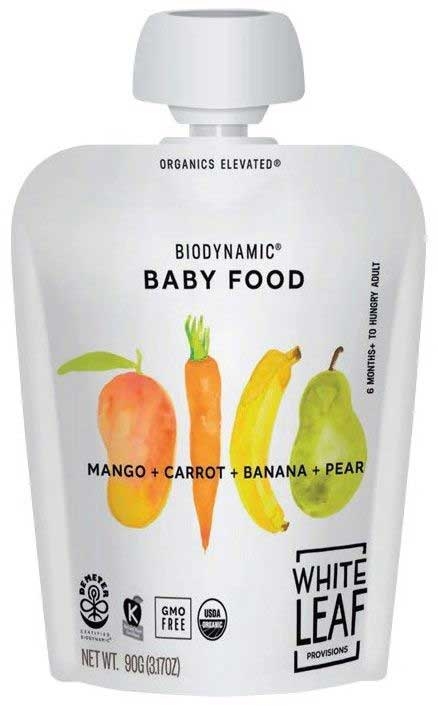 White Leaf Provision Organic Biodynamic Mango Carrot Pear Banana Baby Food, 3.17 Ounce -- 6 per case