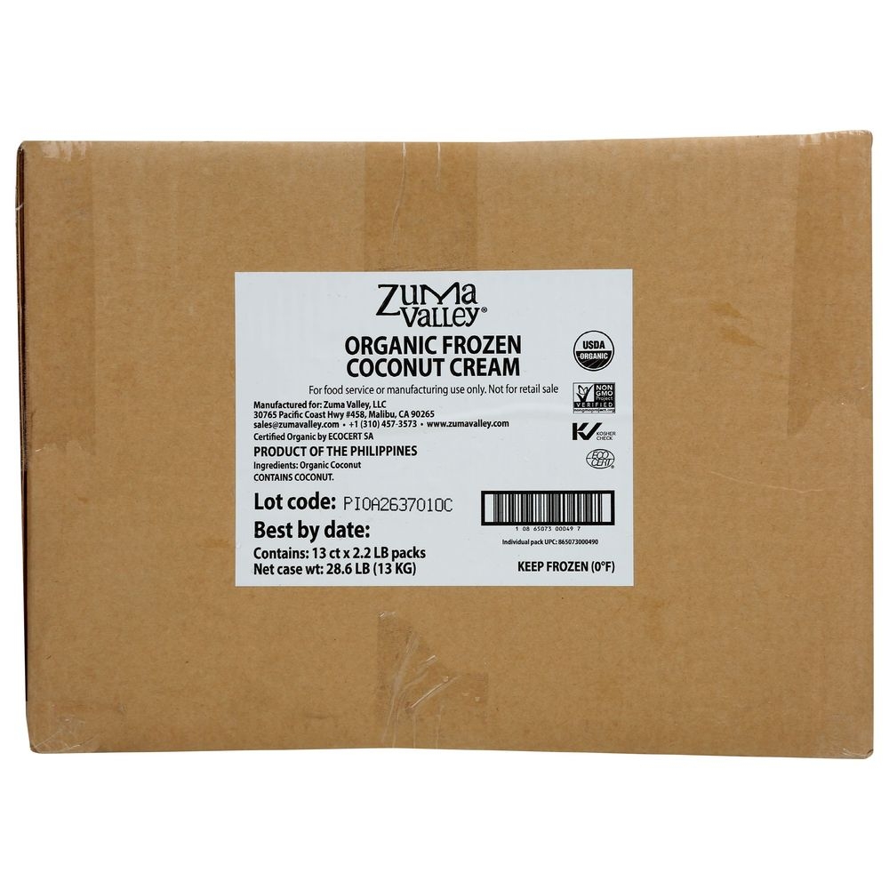 Zuma Valley Organic Coconut Cream, 2.2 Pound -- 13 per case