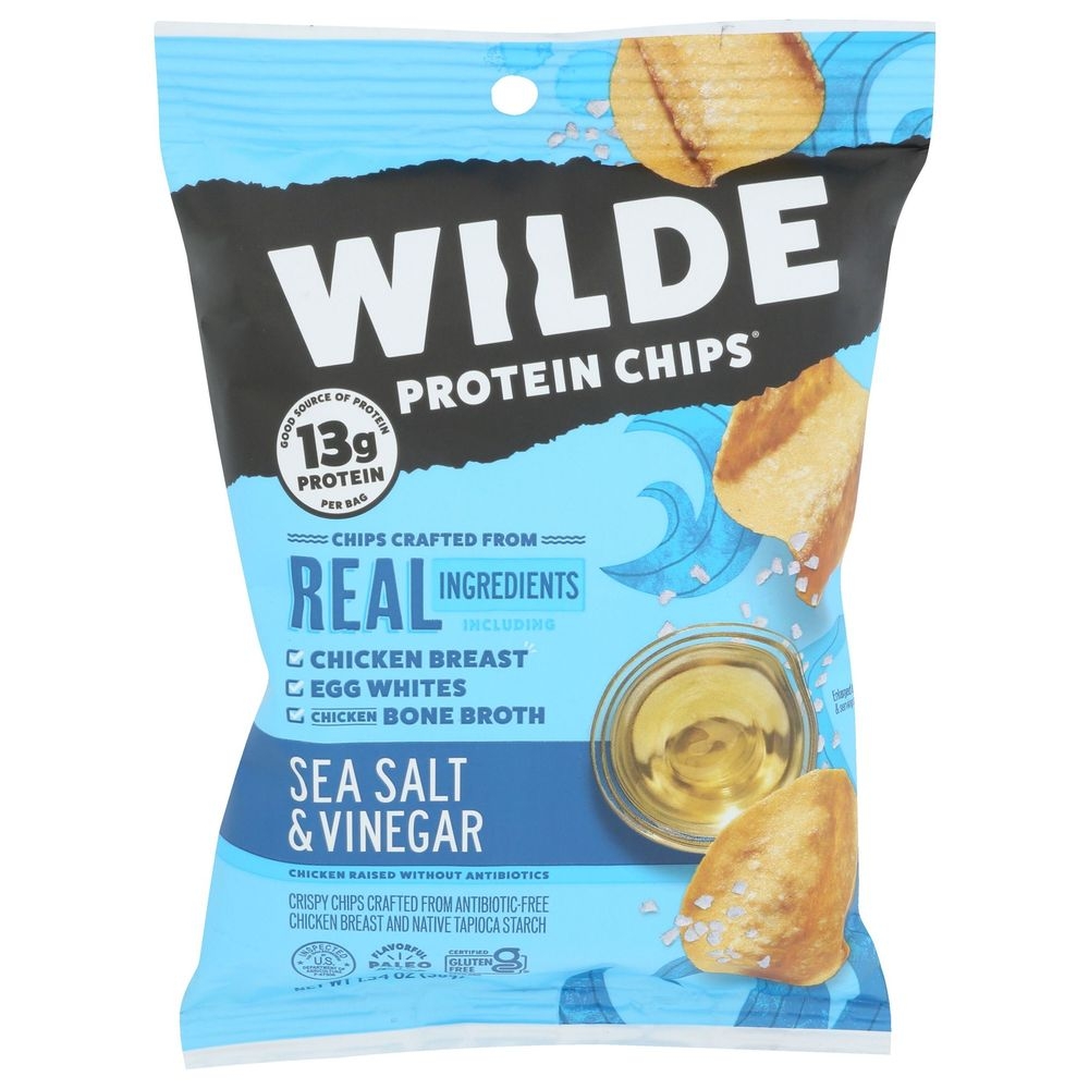 Wilde Snacks Wilde Sea Salt and Vinegar Protein Chips, 1.34 Ounce -- 8 per case