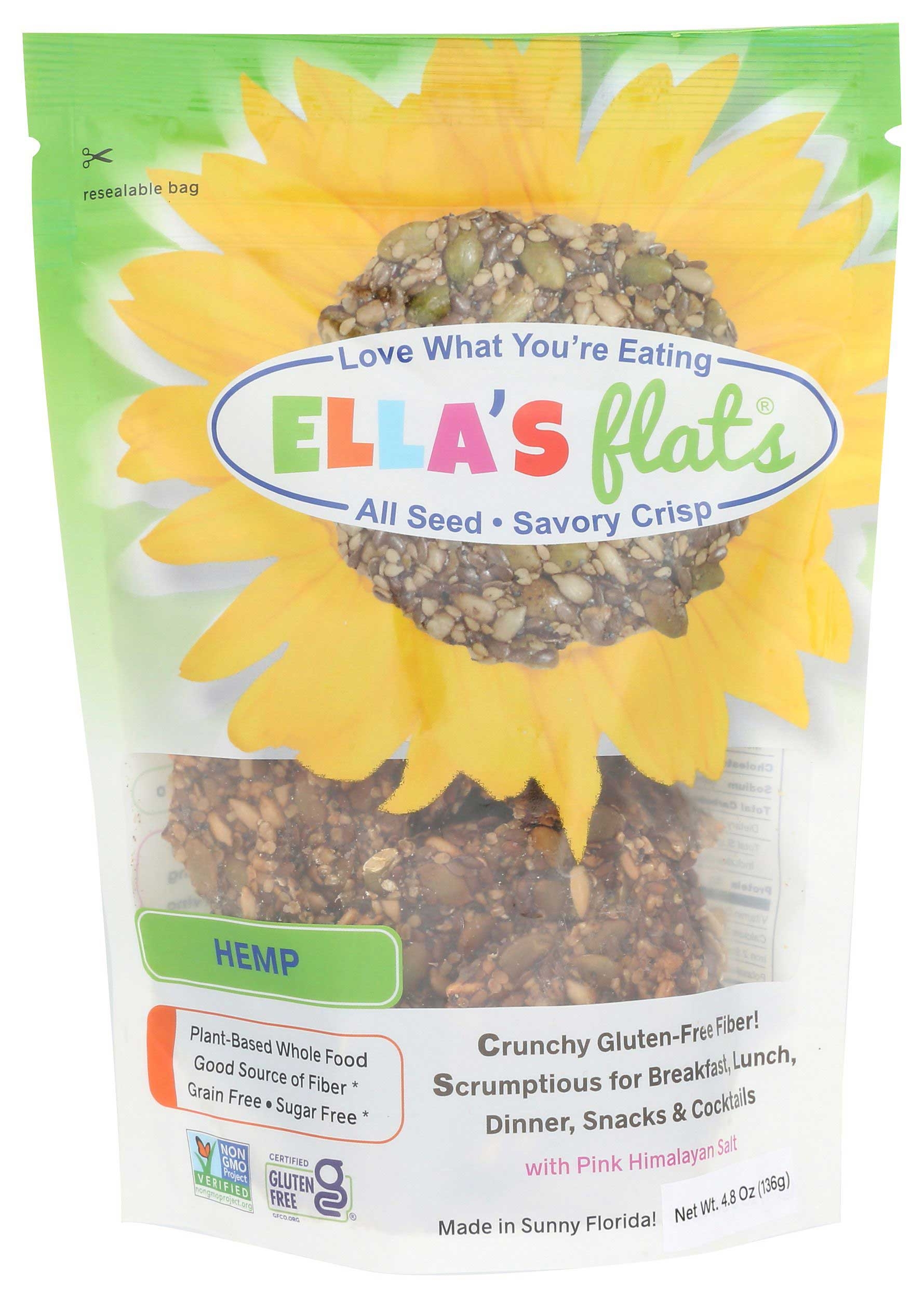 Ellas Flats Hemp Crackers, 4.8 Ounce -- 6 per case