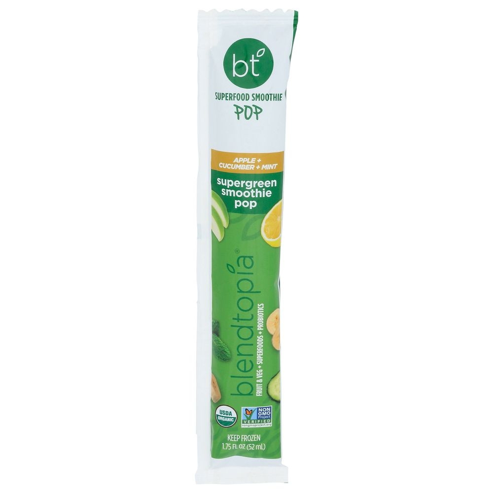 Blendtopia Organic Supergreen Smoothie Pops, 1.75 Fluid Ounce -- 48 per case