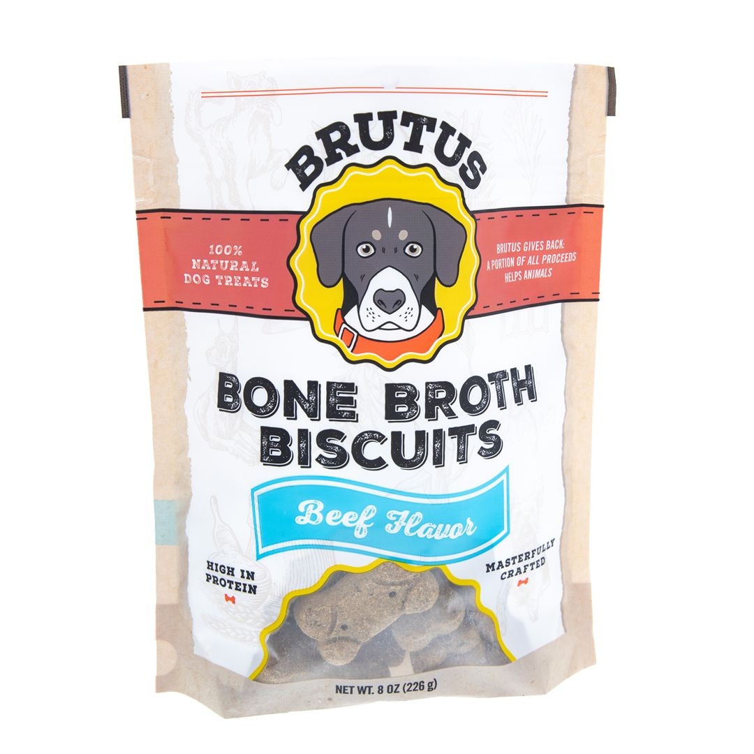Brutus Beef Flavor Bone Broth Biscuits for Dog, 8 Ounce -- 6 per case