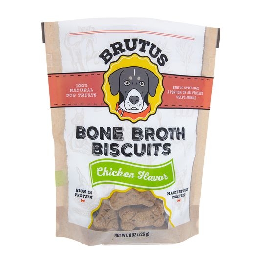 Brutus Chicken Flavor Bone Broth Biscuits for Dog, 8 Ounce -- 6 per case