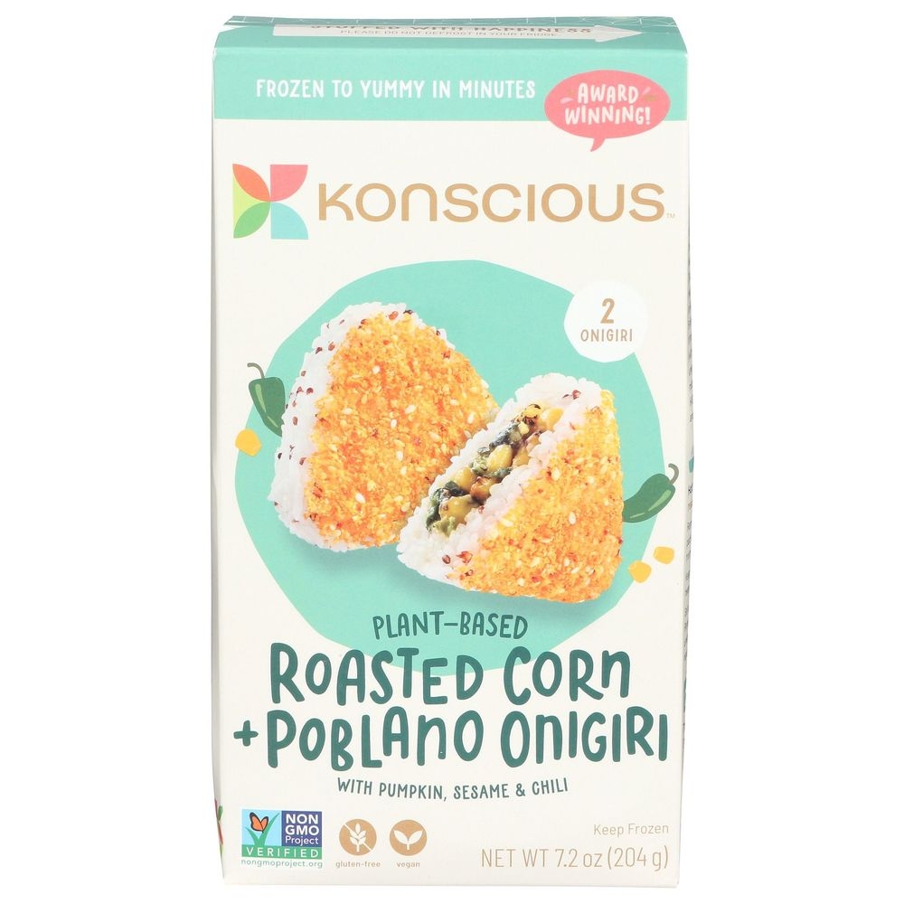 Konscious Plant-Based Roasted Corn and Poblano Onigiri, 7.2 Ounce -- 8 per case