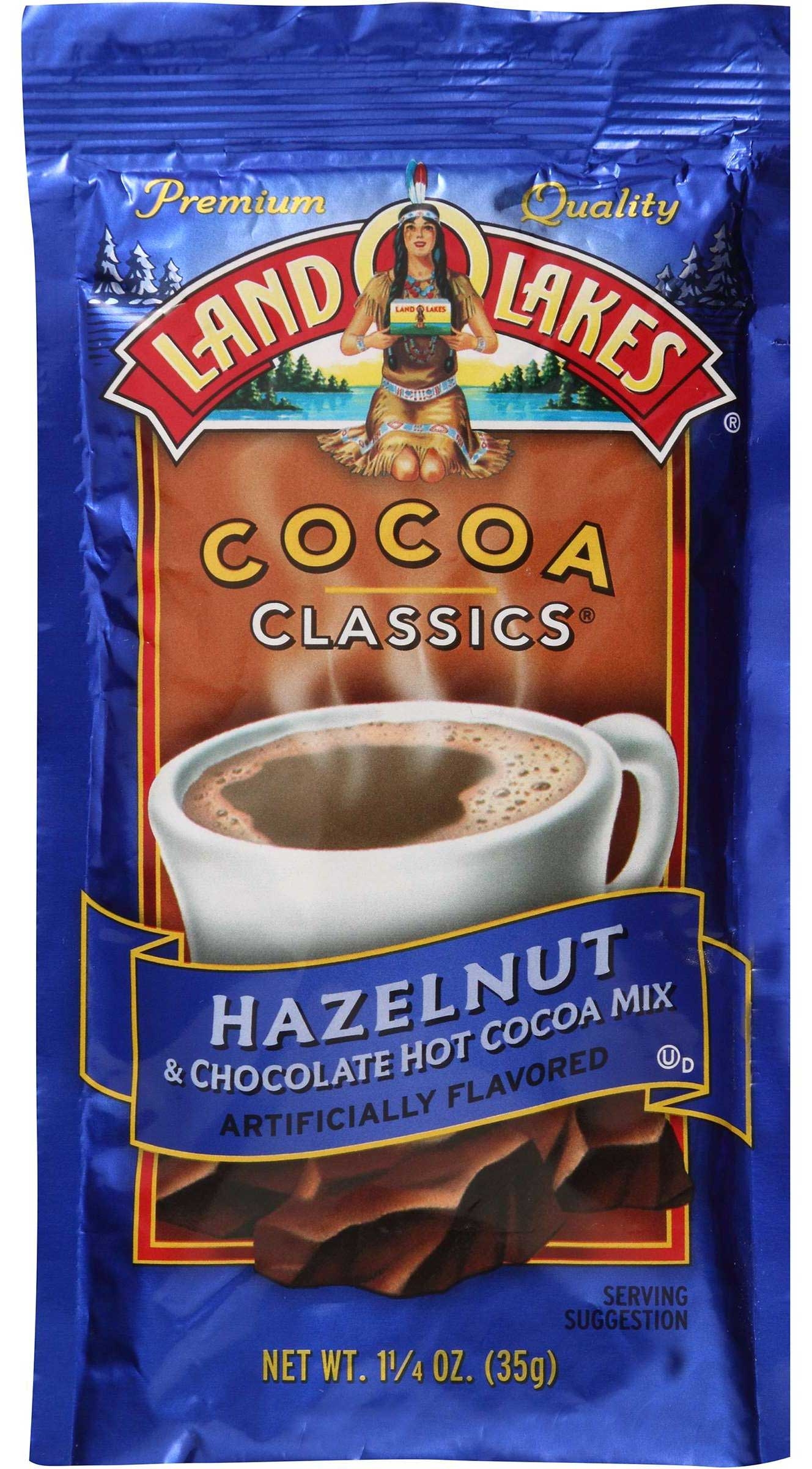 Land O Lakes Hazelnut and Chocolate Hot Cocoa Mix, 1.25 Ounce -- 72 per case.