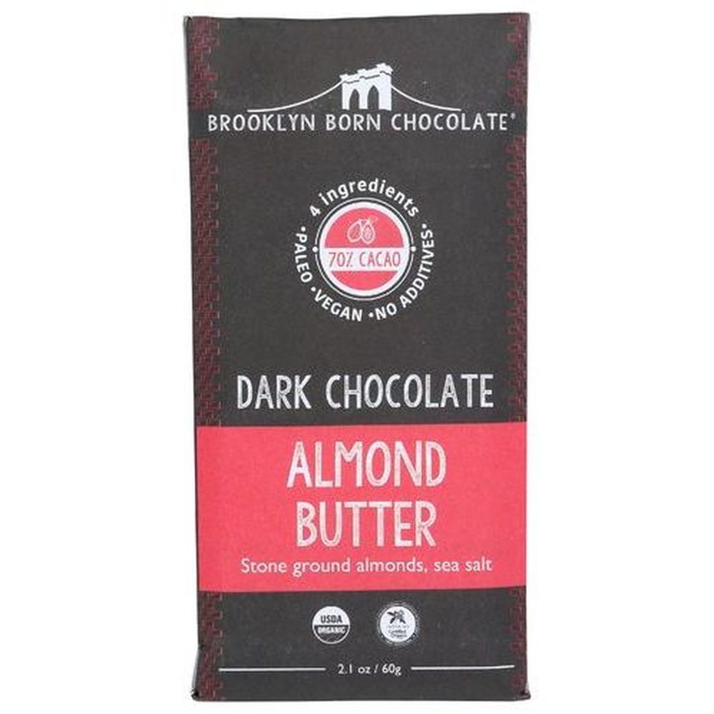 Brooklyn Born Salted Almonds Dark Chocolate Bar, 2.1 Ounce -- 12 per case