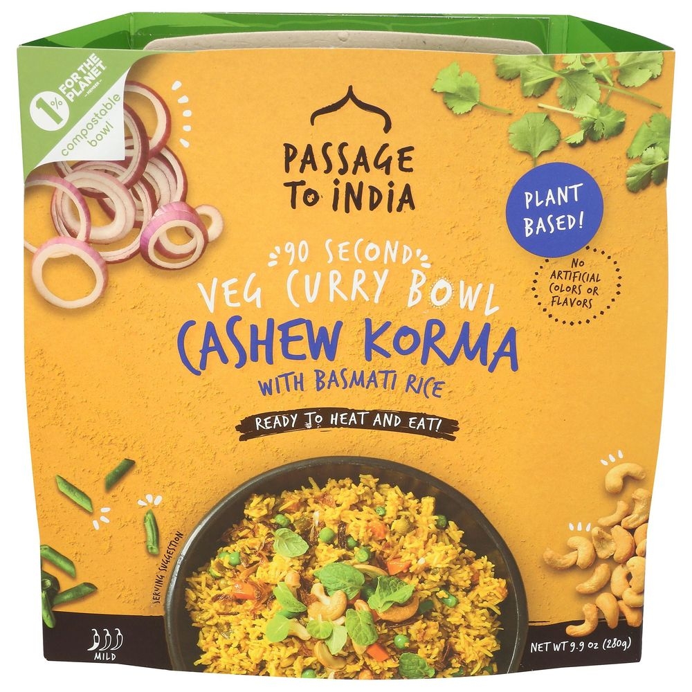 Passage Foods Veg Curry Bowl Cashew Korma, 9.87 Ounce -- 4 per case
