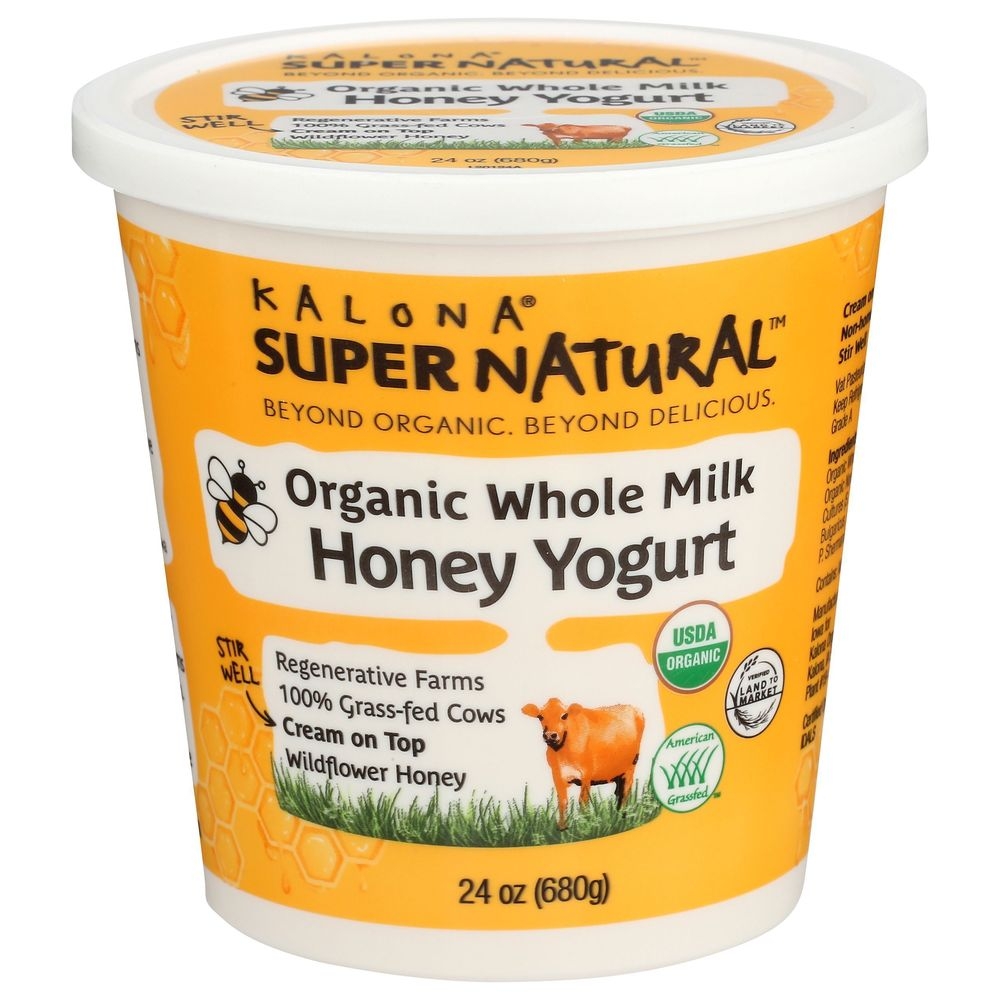 Kalona Supernatural Organic Honey Whole Milk Yogurt, 24 Ounce -- 6 per case