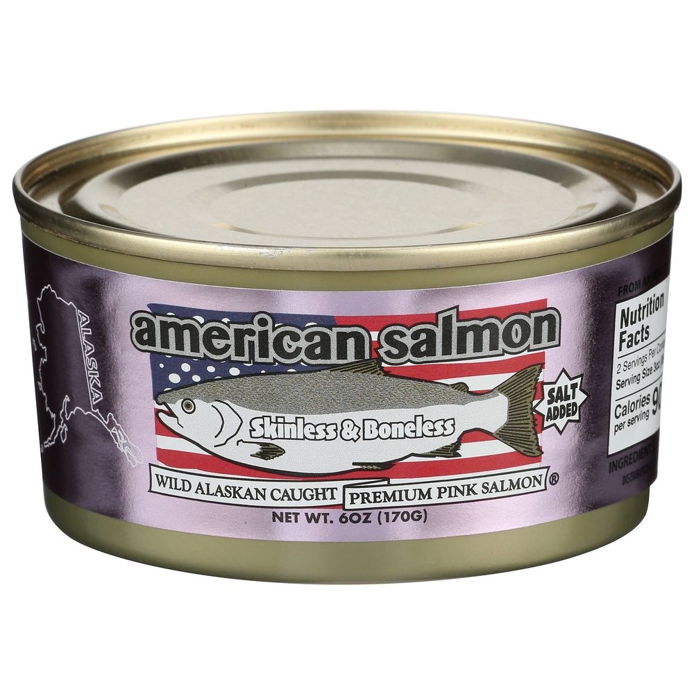American Salmon Wild Alaskan Pink Added Salt Salmon, 6 Ounce -- 12 per case