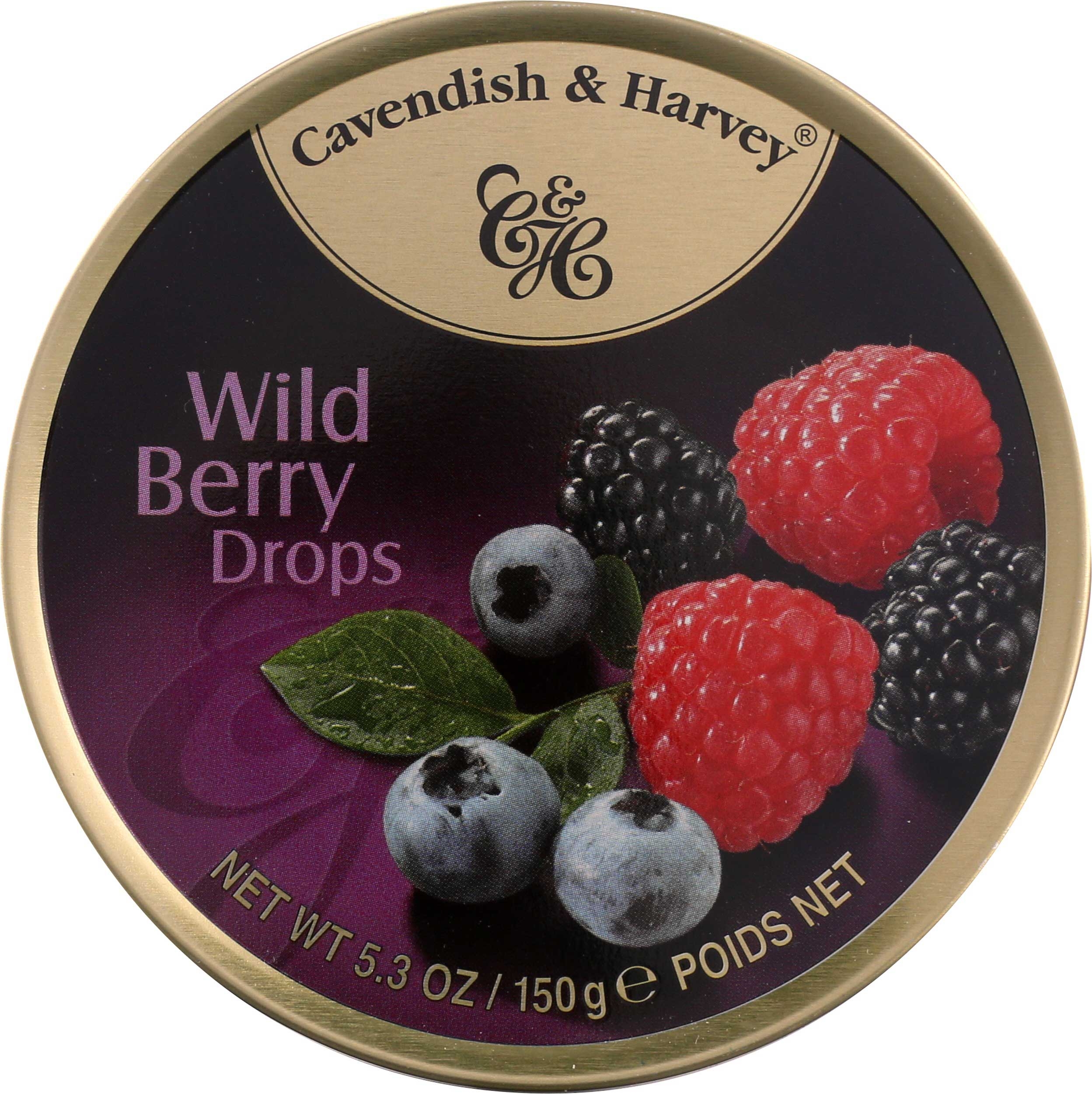 Cavendish and Harvey Wild Berry Drops Candy, 5.3 Ounce Tin -- 12 per case