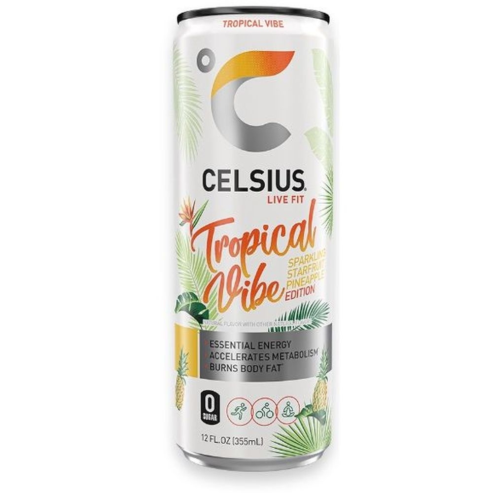 Celsius Originals Tropical Vibe Sparkling Beverage, 12 Fluid Ounce -- 12 per case