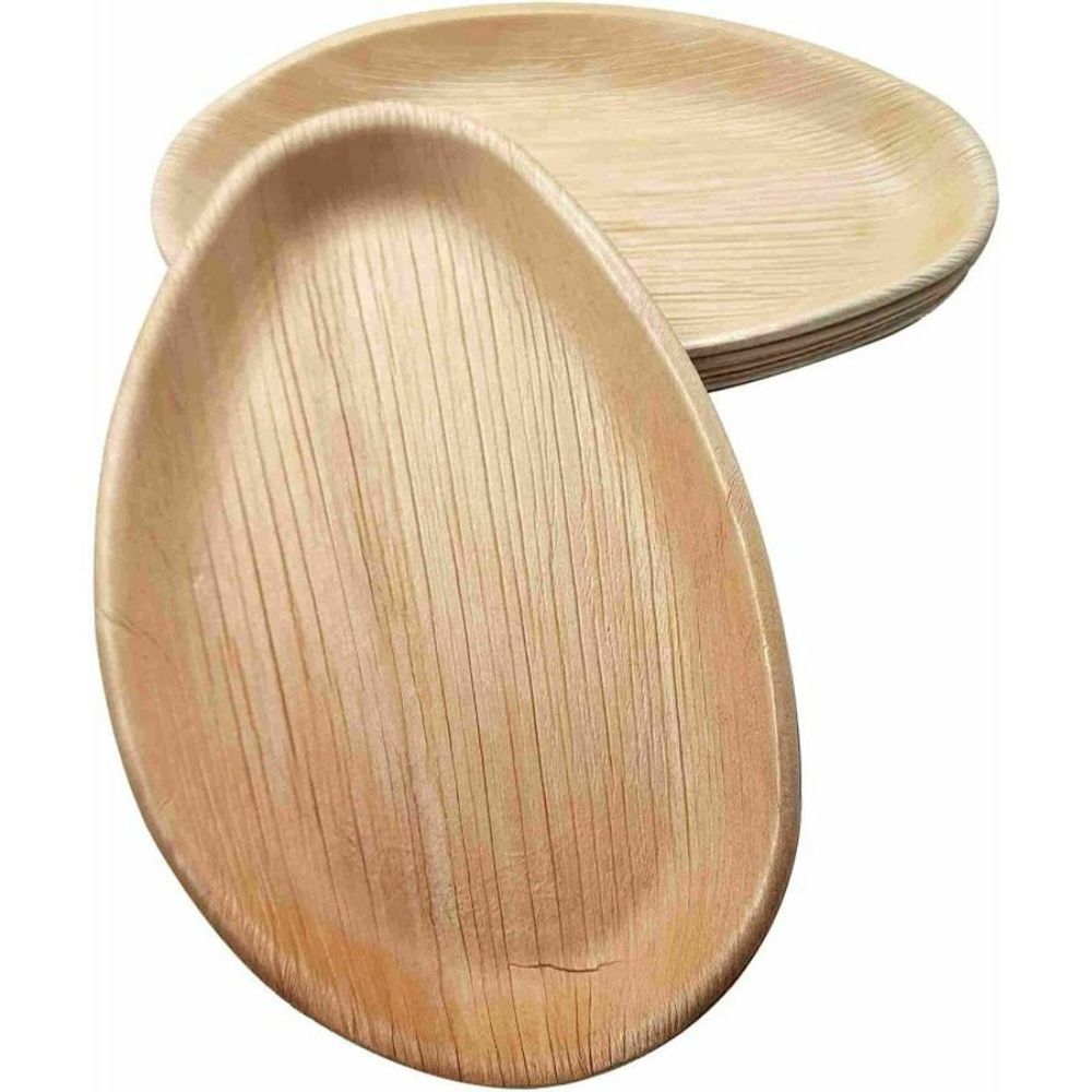 Dtocs Palm Leaf 10 inch x 6 inch Disposable Oval Plate -- 50 per case