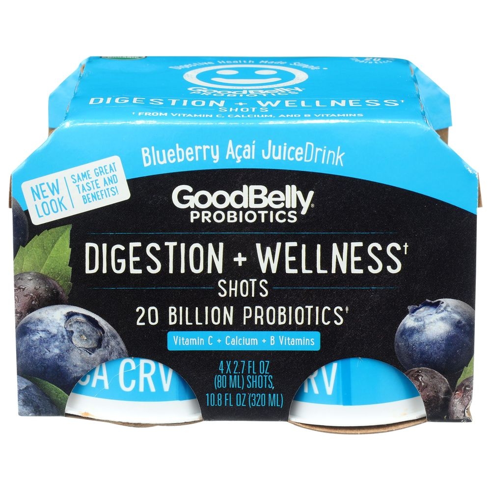 Good Belly Organic Blueberry Acai Probiotic Shots, 2.7 Fluid Ounce -- 24 per case