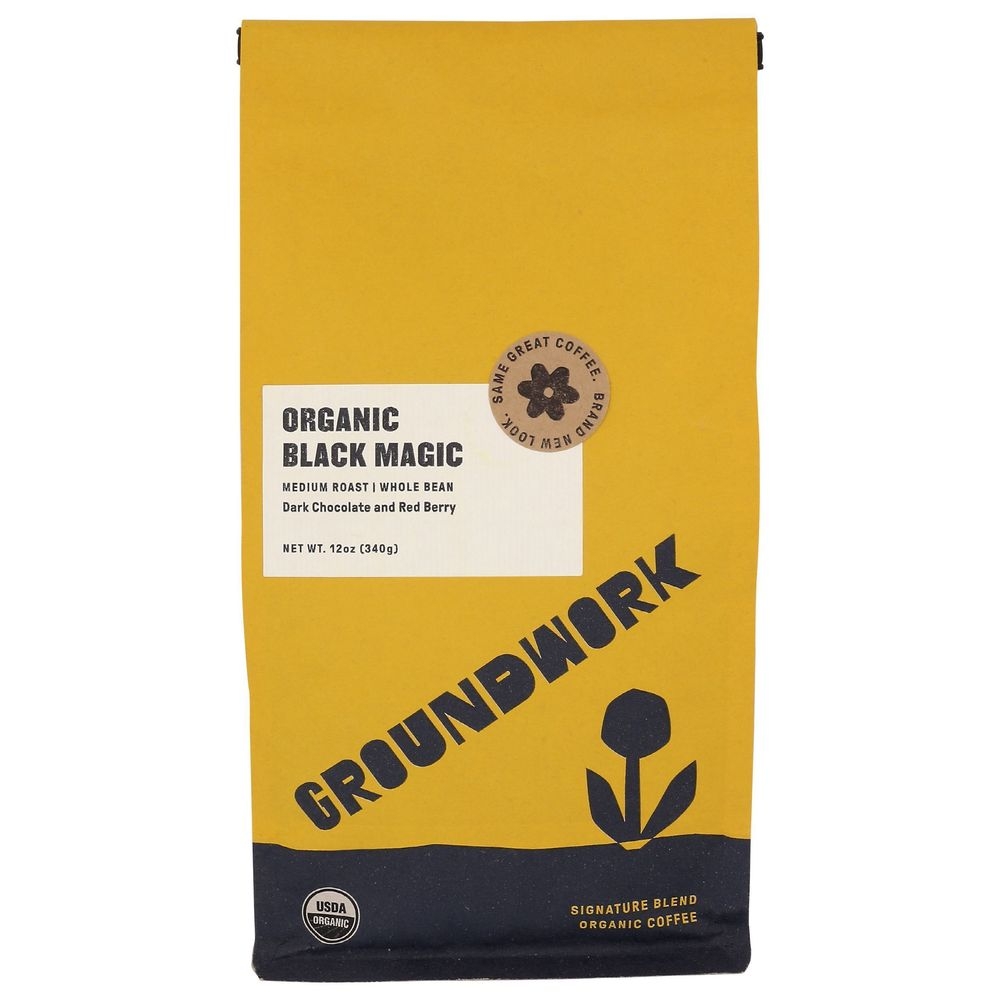Groundwork Organic Black Magic Espresso Blend Whole Bean Coffee, 12 Ounce -- 6 per case