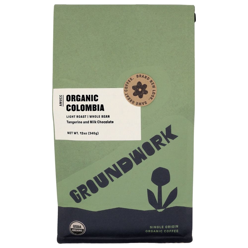 Groundwork Organic Columbia Whole Bean Coffee, 12 Ounce -- 6 per case