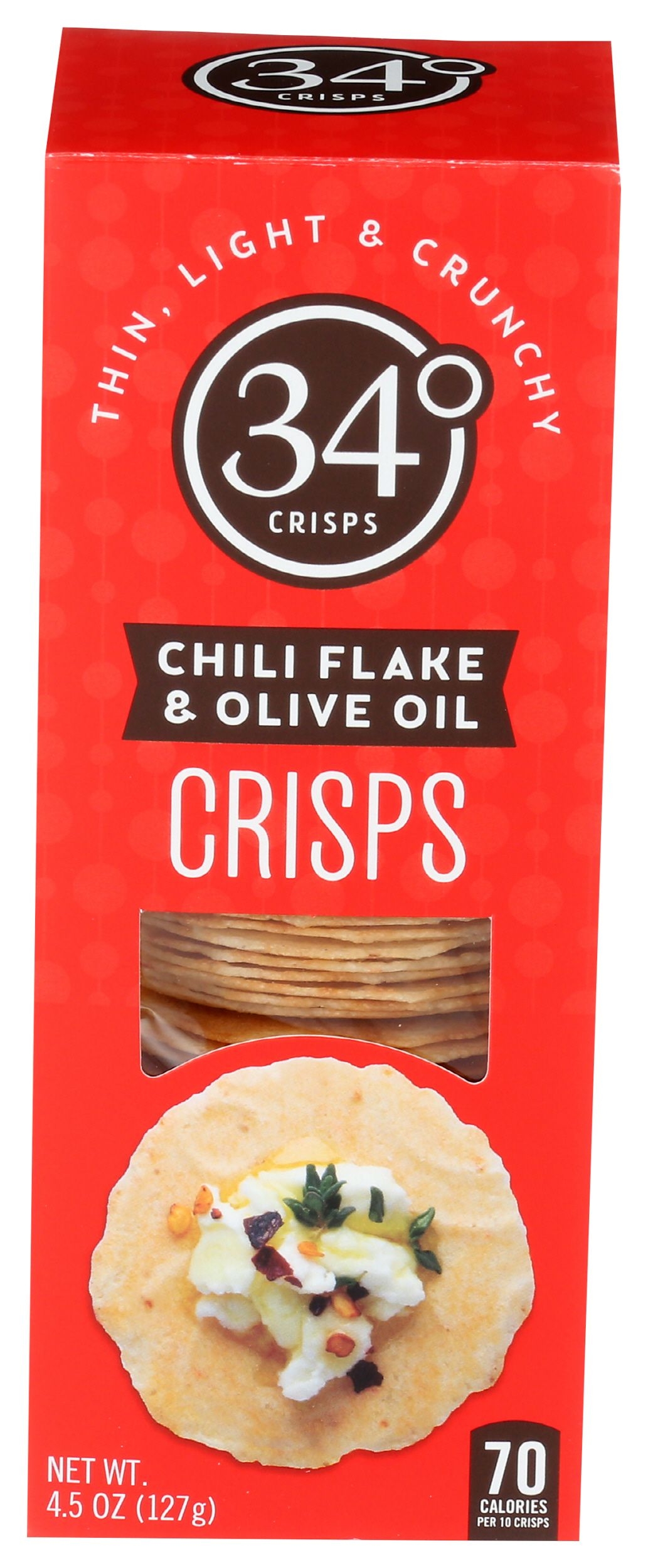 34 Degrees Chili Flake and Olive Oil Crisps, 4.5 Ounce -- 12 per case