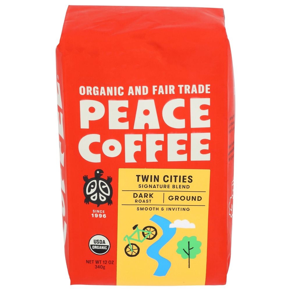 Peace Coffee Twin Cities Dark Roast Ground Coffee, 12 Ounce -- 6 per case