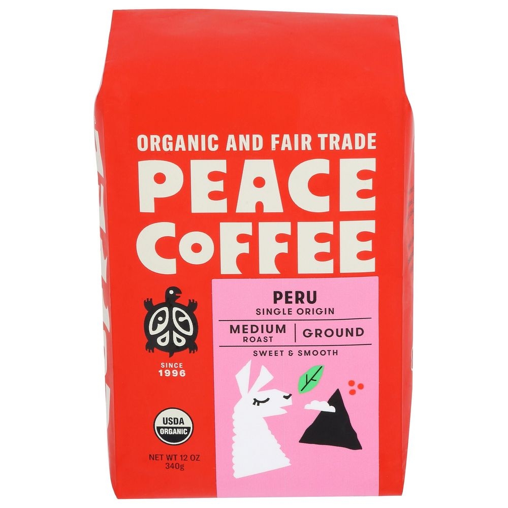 Peace Coffee Peru Medium Roast Ground Coffee, 12 Ounce -- 6 per case