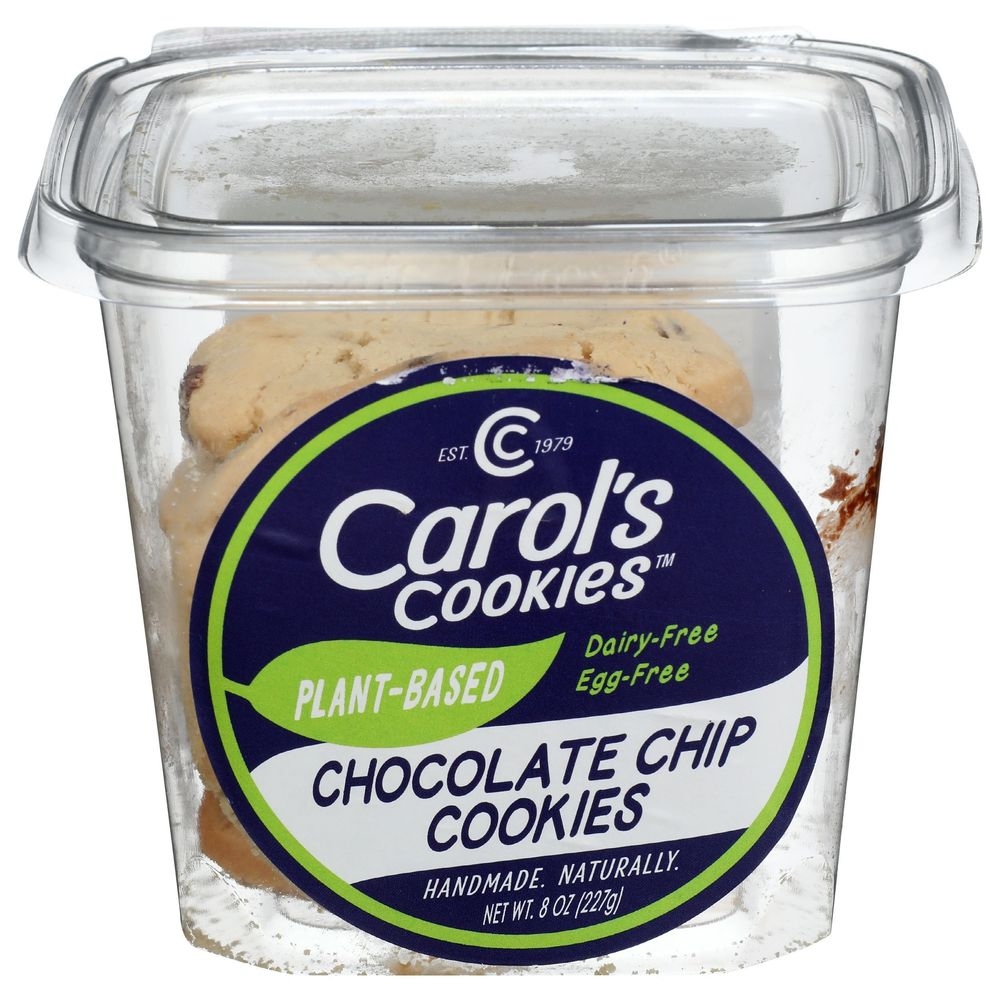 Carols Cookies Plant Based Chocolate Chip Cookies, 8 Ounce -- 12 per case