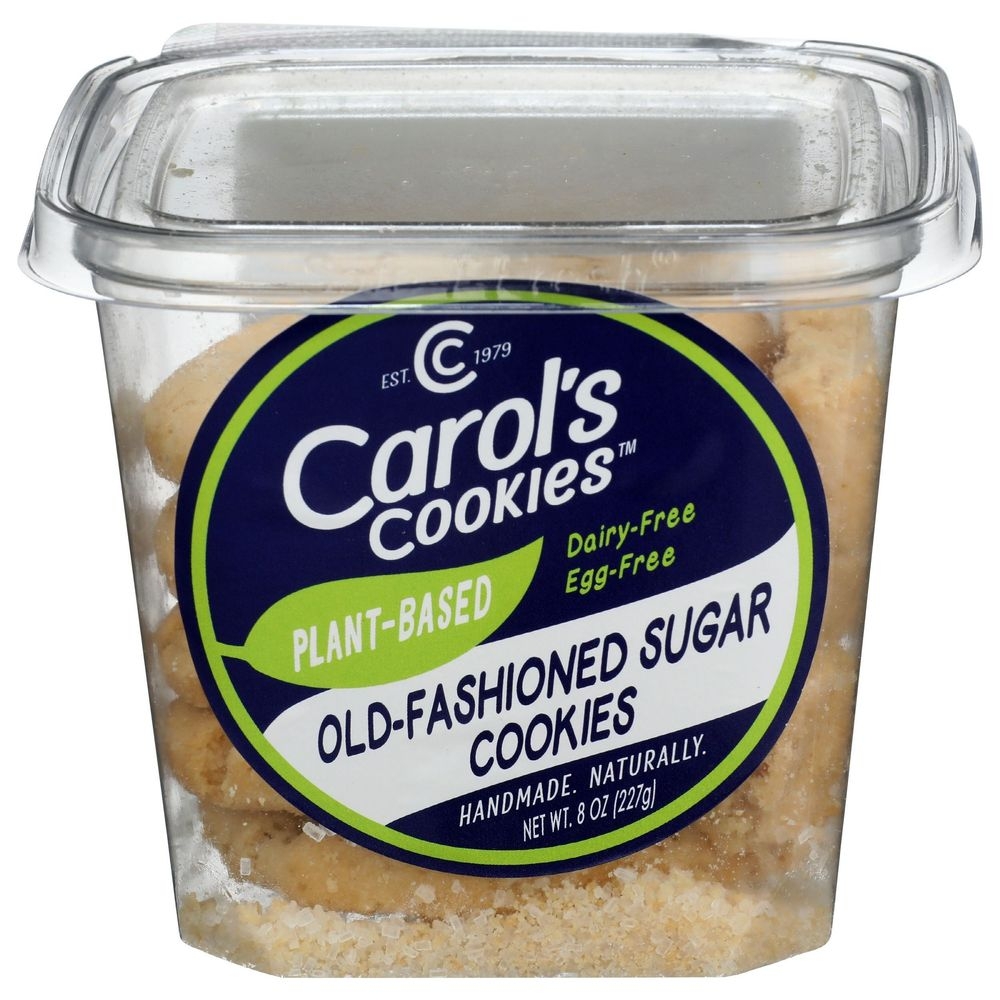 Carols Cookies Plant Based Old Fashioned Sugar Cookies, 8 Ounce -- 12 per case