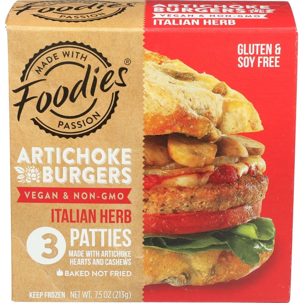 Foodies Italian Herb Artichoke Burger, 7.5 Ounce -- 8 per case