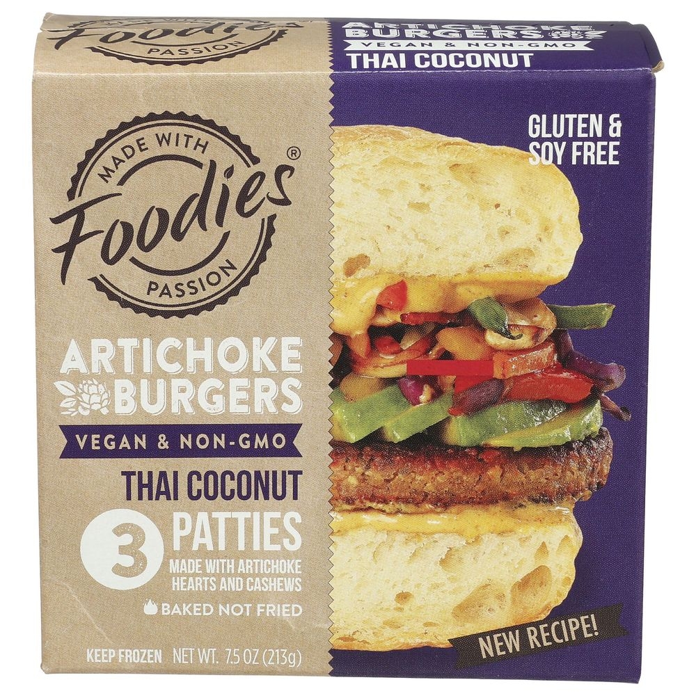 Foodies Thai Coconut Artichoke Burger, 7.5 Ounce -- 8 per case