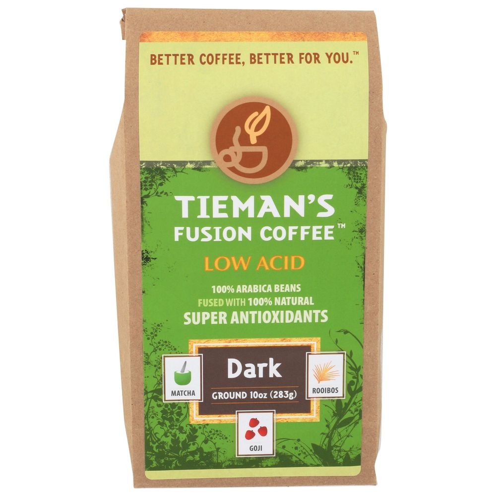 Tiemans Low Acid Dark Ground Fusion Coffee, 10 Ounce -- 6 per case