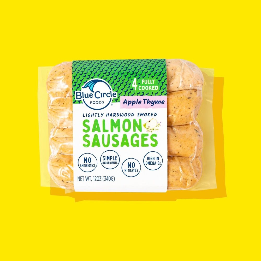 Blue Circle Foods Apple Thyme Salmon Sausage, 12 Ounce -- 18 per case