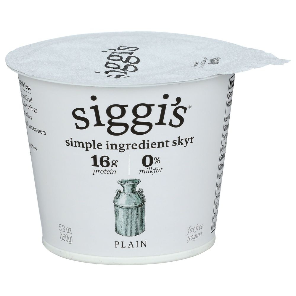 Siggis Plain Strained Non Fat Yogurt, 5.3 Fluid Ounce -- 12 per case