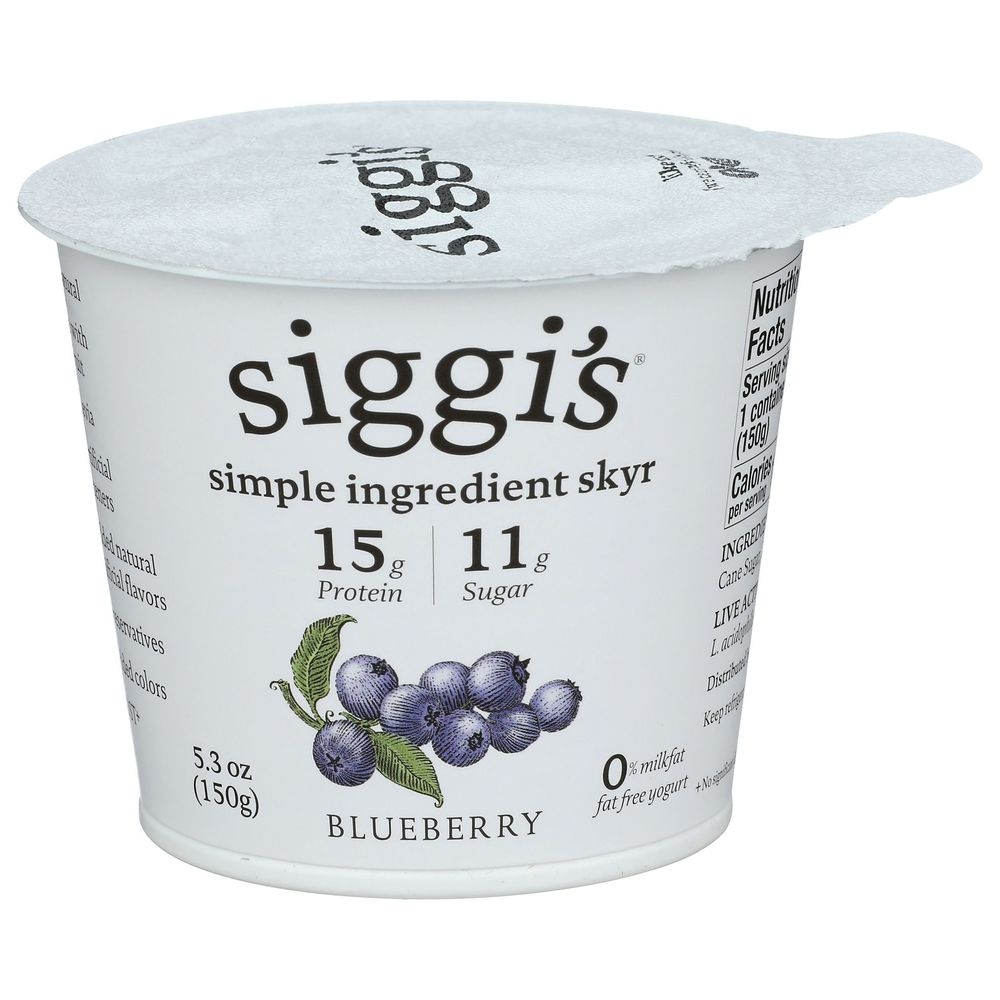 Siggis Blueberry Strained Non Fat Yogurt, 5.3 Fluid Ounce -- 12 per case