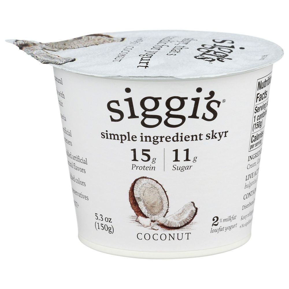 Siggis 2 Percent Strained Coconut Non Fat Yogurt, 5.3 Fluid Ounce -- 12 per case
