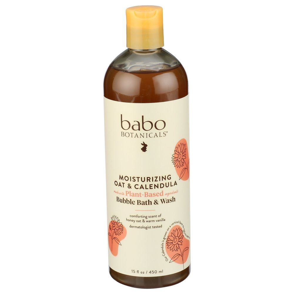 Babo Botanicals Moisturizing Oat and Calendula Bubble Bath and Wash, 15 Ounce