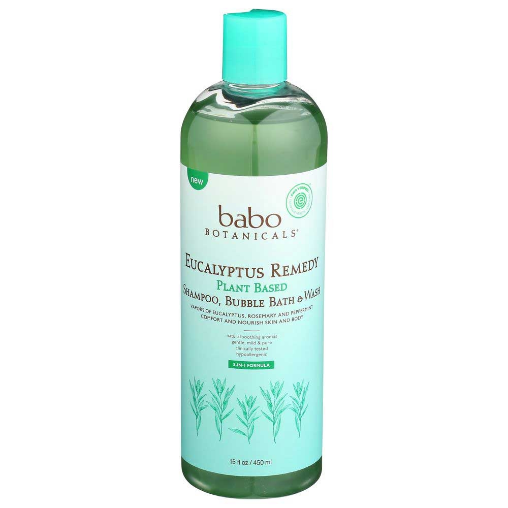 Babo Botanicals Eucalyptus Remedy Plant Based Shampoo Bubble Bath and Wash, 15 Fluid Ounce