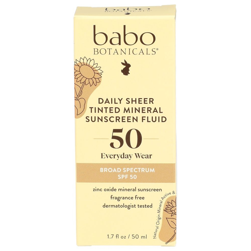 Babo Botanical SPF 50 Daily Sheer Tinted Mineral Sunscreen, 1.7 Fluid Ounce