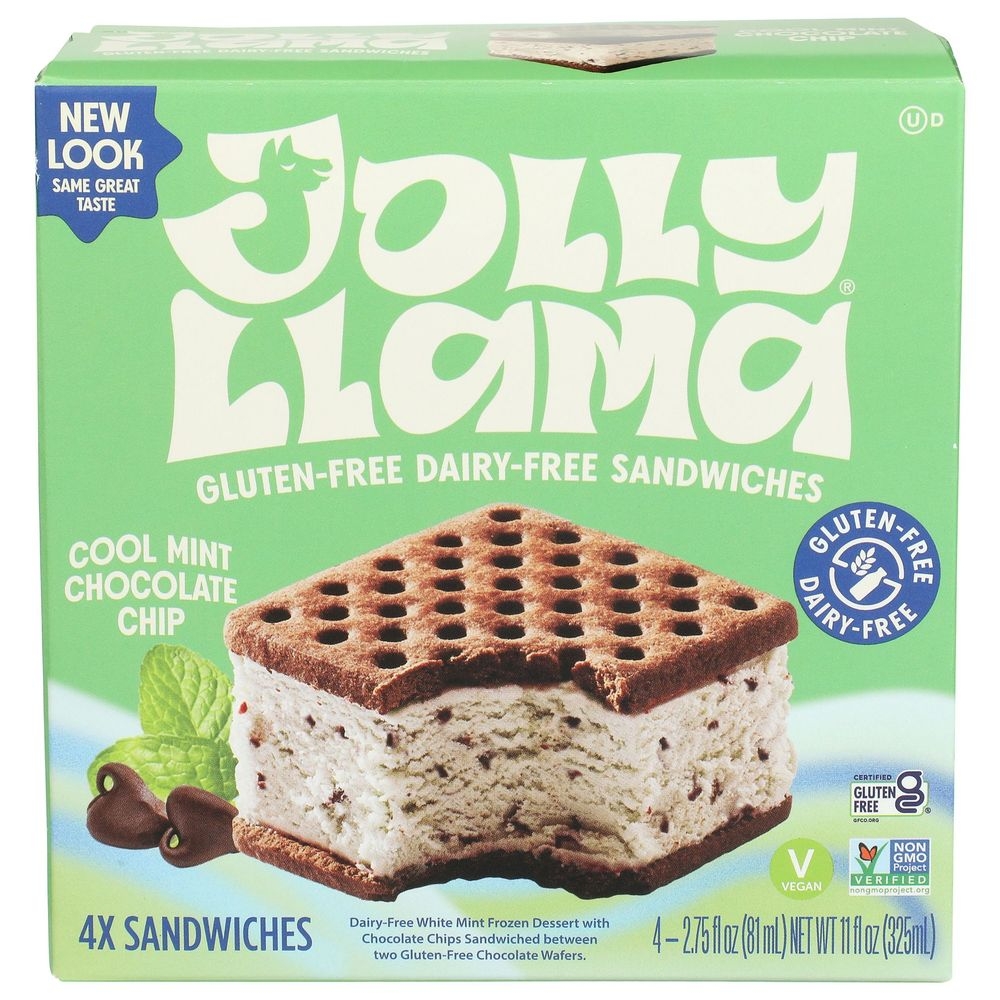 Jolly Llama Cool Mint Chocolate Chip Sandwich, 11 Fluid Ounce -- 8 per case
