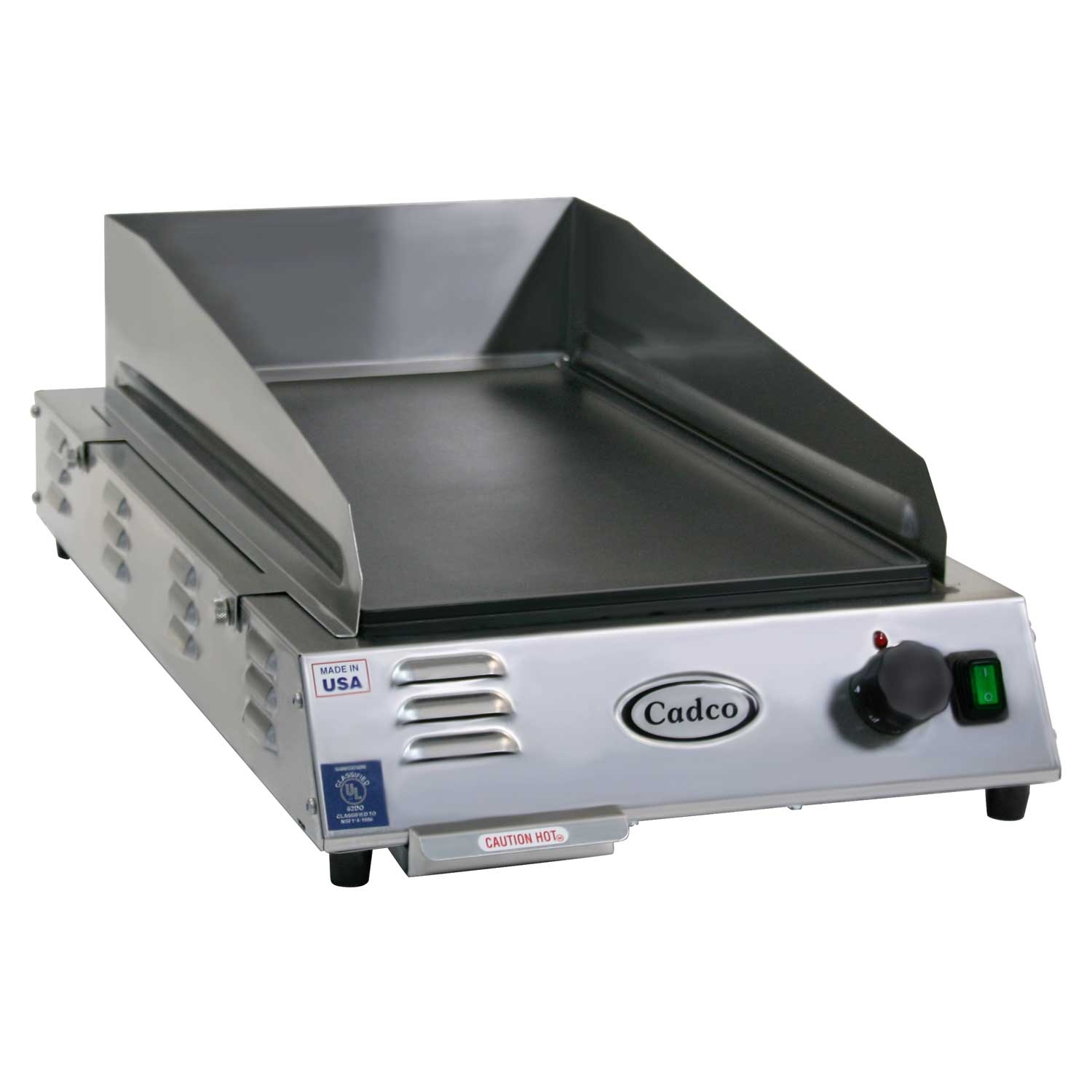 Cadco Medium-Duty 120 Volt Stainless Countertop Space Saver Griddle, 16 x 9 1/4 x 26 3/4 inch