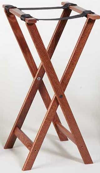 American Metalcraft Walnut Finish Wood Tray Stand, 31 inch