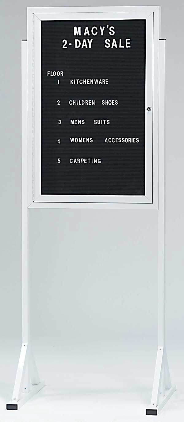 Aarco Enclosed Aluminum Indoor Free Standing Letter Board Cabinet with Lockable Door, 36 x 24 inch