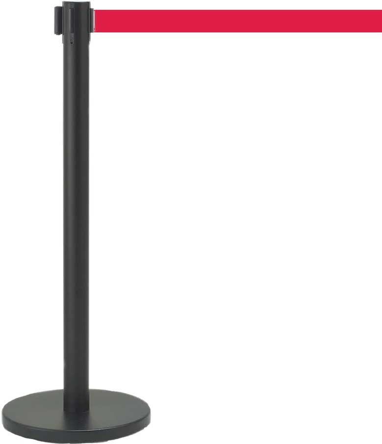 Aarco Economy Lightweight Form-A-Line (TM) Black Style Crowd Control System with 10 Feet Red Belt