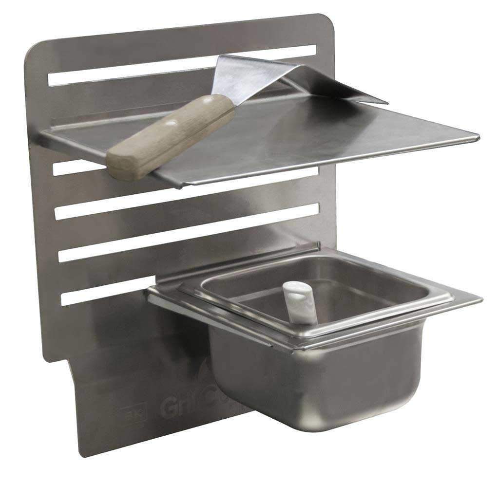 BK Resources GrillCook Pro Medium 12 inch Wide Upright Shelf Stand with 12 inch Shelf and 1/6th Pan Holder
