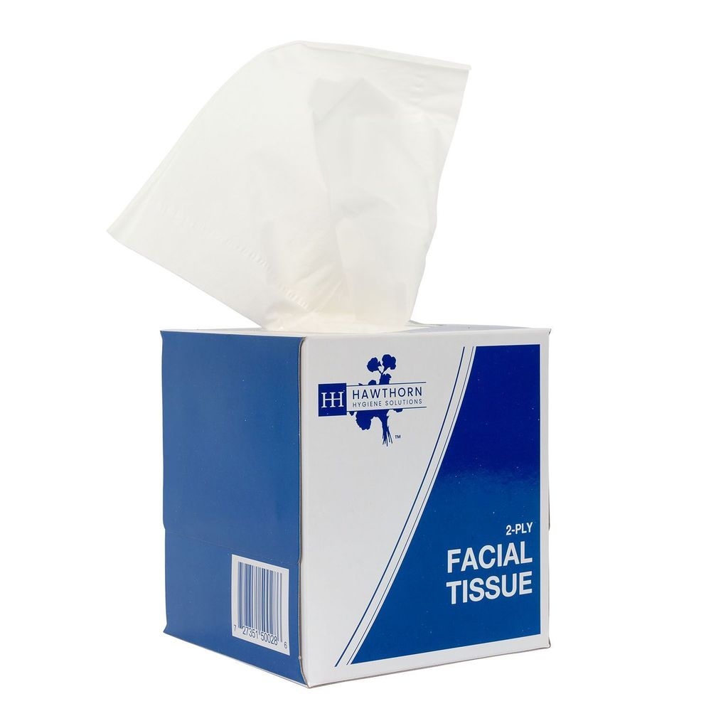 Hawthorn White Paper Cube Facial Tissue, 80 count -- 36 per case