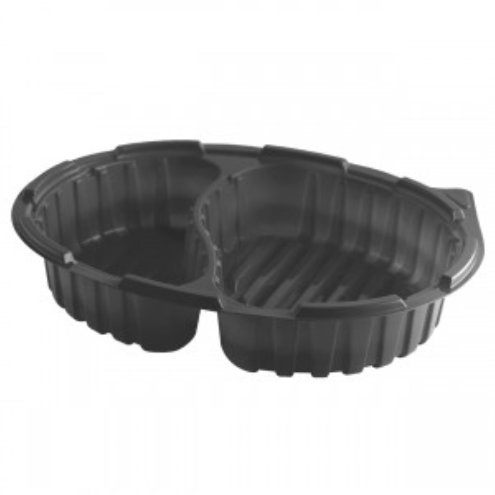 Crisp Food Technologies Polypropylene Two Compartment Oval Container, 11 x 8.5 inch -- 380 per case
